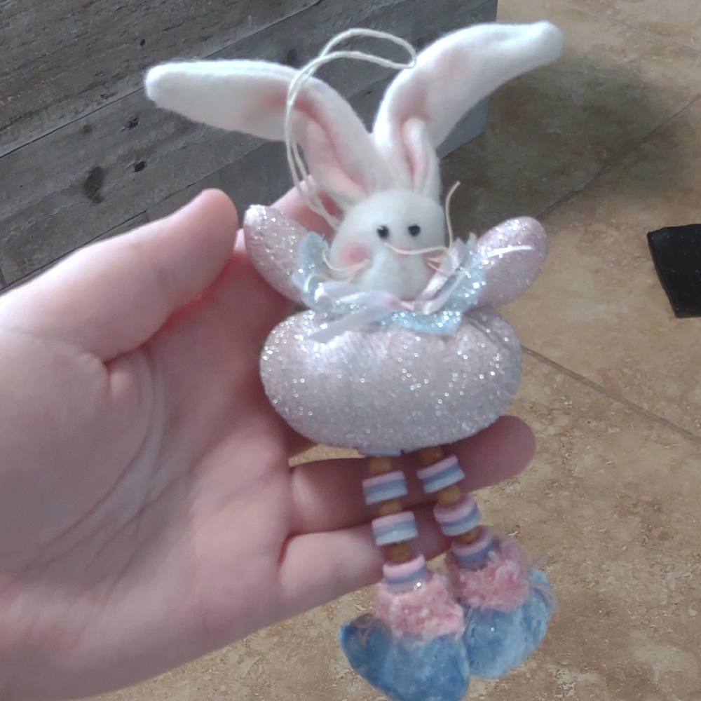 Cute Bunny Ornament with Pink and Blue Accents